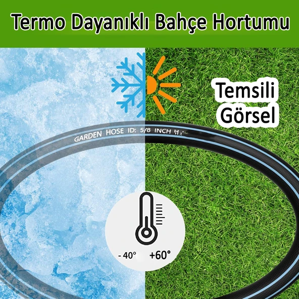 Termo Bahçe Hortumu Dayanıklı 3 Katlı Sağlam Çeşme Su Sulama Yıkama Hortum 30 Metre 12.5 mm 1/2" - 2