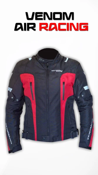 Venom Air Racing Kırmızı Siyah Motosiklet Montu