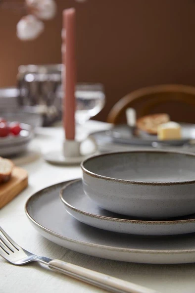 Kütahya Porselen Moderna 24 Parça 6 Kişilik Yemek Takımı Gri - 3