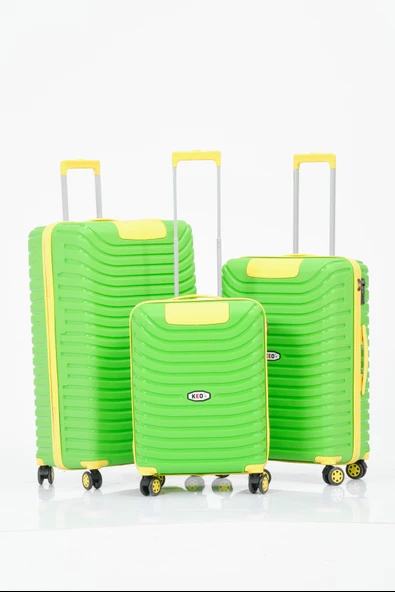 Keo-Plus Yeşil-Sarı 3 lü Set Silikon Kırılmaz PP Valiz - 2