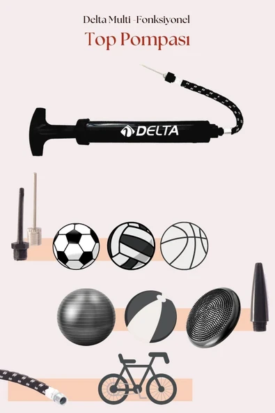 Delta Top Pompası Futbol Basketbol Voleybol Hentbol Pilates Ve Bosu Topu Denge Diski Şişirme Pompası - 3
