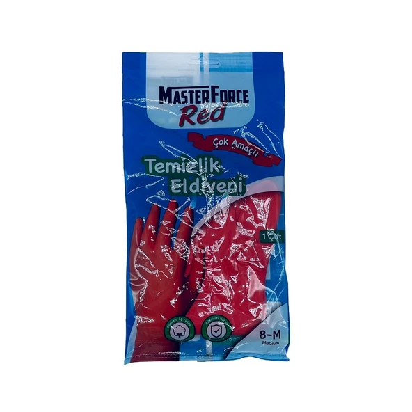 Masterforce Kırmızı Temizlik Eldiveni Medium No: 8 - 8,5