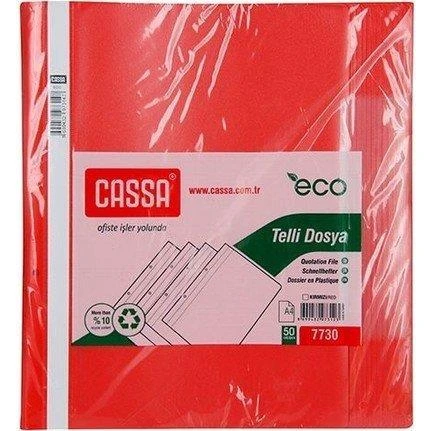 Cassa 7730  Telli Dosya Plastik Eco A4 Kırmızı 50'li Paket