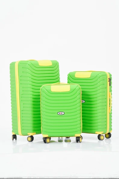 Keo-Plus Yeşil-Sarı 3 lü Set Silikon Kırılmaz PP Valiz