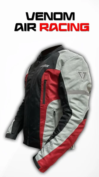 VENOM AIR RACING KIRMIZI BEYAZ 4 MEVSİM MOTOSİKLET MONTU - 4