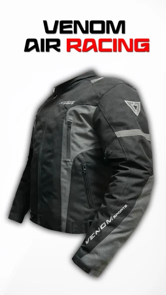 VENOM AIR RACING GRİ SİYAH 4 MEVSİM MOTOSİKLET MONTU - 3