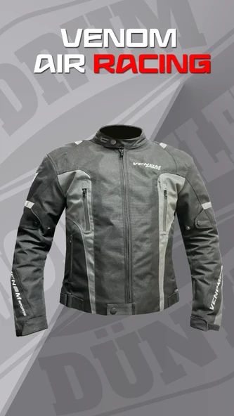 VENOM AIR RACING GRİ SİYAH 4 MEVSİM MOTOSİKLET MONTU