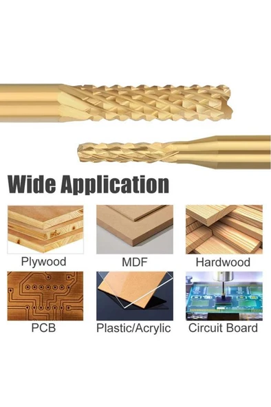 PCB Mini Karbür Freze Kesici 0.8-3.175mm 10 lu Set 3.175mm Shank - 3