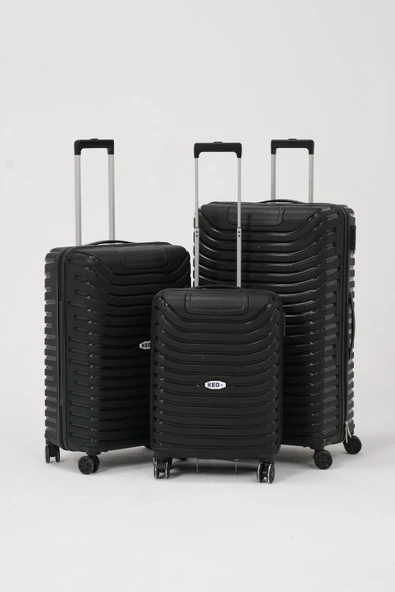 Keo-Plus Siyah 3 lü Set Silikon Kırılmaz PP Valiz - 2