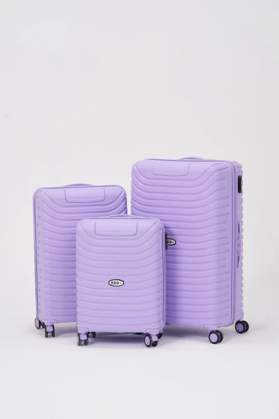 Keo-Plus Lila 3 lü Set Silikon Kırılmaz PP Valiz