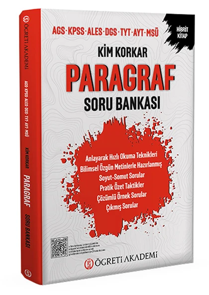 Öğreti KPSS MEB-AGS ALES DGS TYT AYT MSÜ Kim Korkar Paragraf Soru Bankası Çözümlü Öğreti Akademi