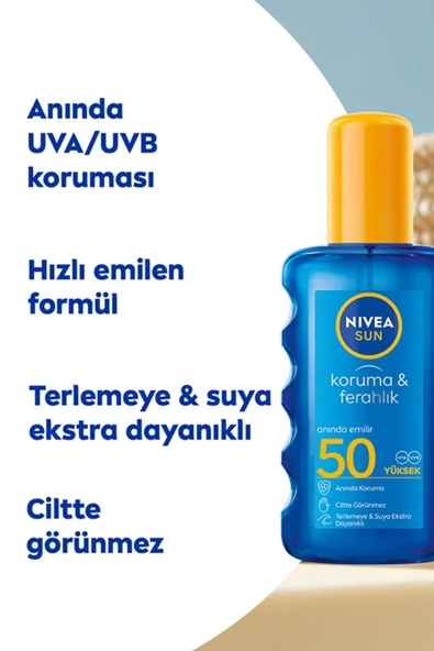 Nivea Sun SPF50 Güneş Koruyucu ve Ferahlık Vücut Spreyi 200 ml - 2