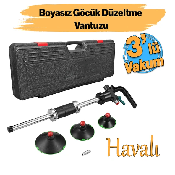 Havalı Boyasız Kaporta Göçük Düzeltme Vantuz 1/4" 3 Çeşit Hava Çektirme Pnömatik Vakum 75-100-125 mm