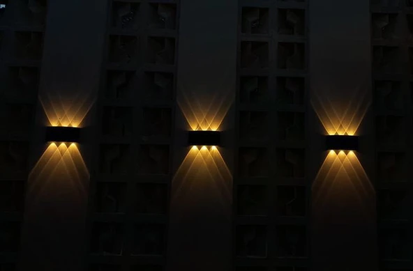 12 Watt Amber Işık Ledli, Elektrikle Çalışır, Bahçe - Villa Duvar Aydınlatma Armatürü, Amber Aplik - 7