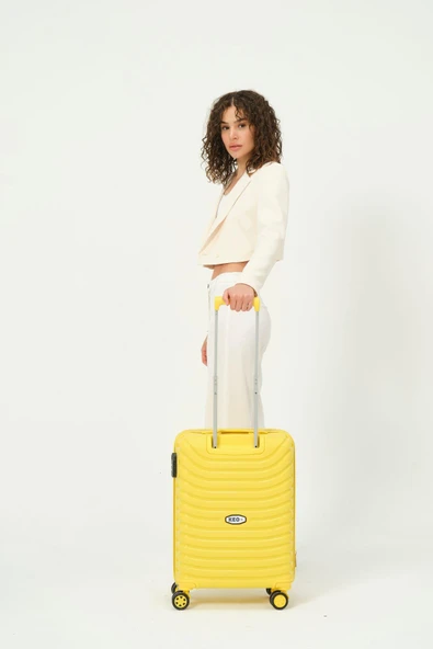Keo-Plus Sarı 3 lü Set Silikon Kırılmaz PP Valiz - 6