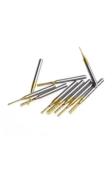 PCB Mini Karbür Freze Kesici 0.8-3.175mm 10 lu Set 3.175mm Shank - 8