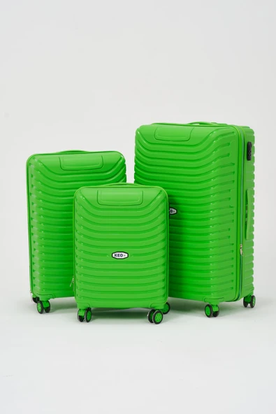 Keo-Plus Yeşil 3 lü Set Silikon Kırılmaz PP Valiz