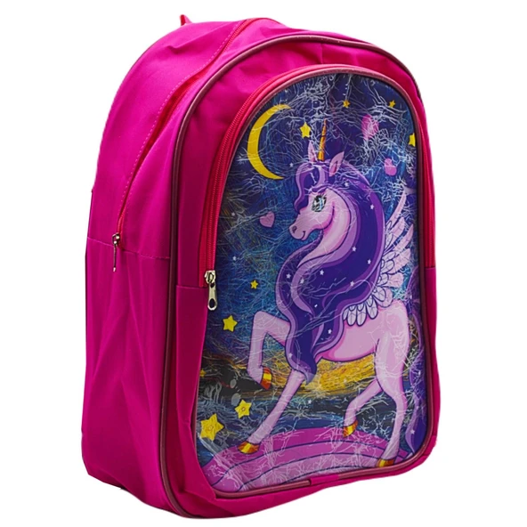 Gen-Of 2 Bölmeli Unicorn İlkokul Okul Sırt Çantası Ve Beslenme Çantası Pembe KOD:1308 - Resim 4