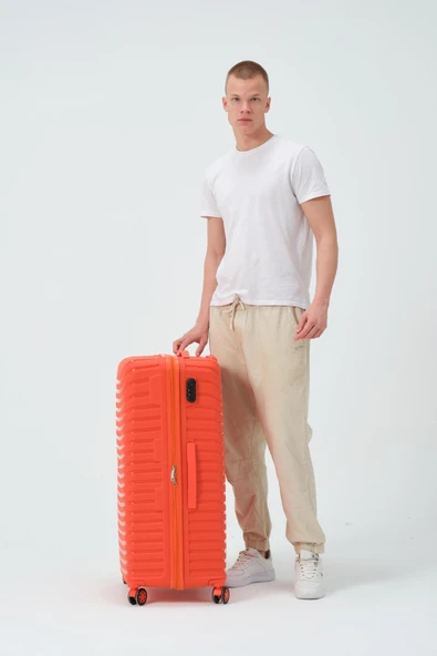 Keo-Plus Turuncu 3 lü Set Silikon Kırılmaz PP Valiz - 4