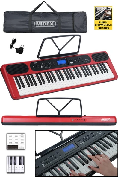 Midex PS-5200RD Pro Org 61 LED Işıklı Tuş Hassasiyetli Bluetooth Midi ürün görseli 1