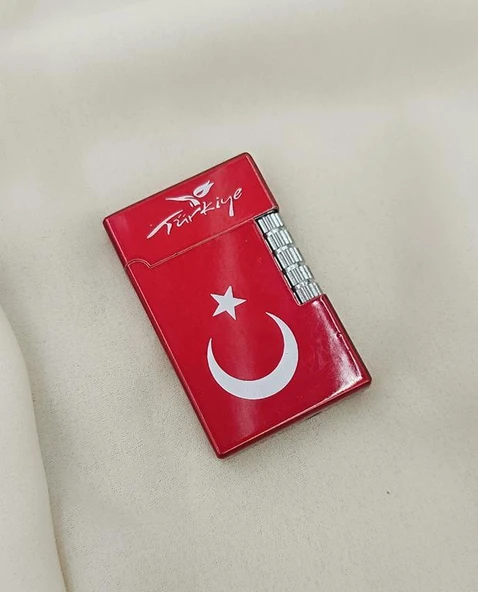 Çakmak Metal Gazlı Doldurulabilir Çakmak Ay Yıldız İşlemeli 17677
