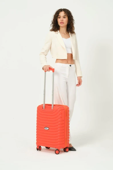 Keo-Plus Turuncu 3 lü Set Silikon Kırılmaz PP Valiz - 6