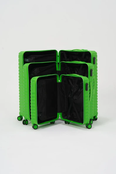 Keo-Plus Yeşil 3 lü Set Silikon Kırılmaz PP Valiz - 3