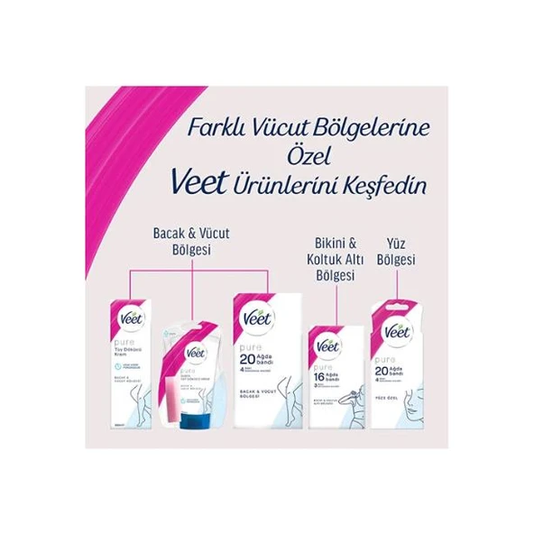 Veet Pure Sir Ağda Bantları Hasas Ciltler İçin Bacak ve Vücut Bölgesi 40 lı - 6