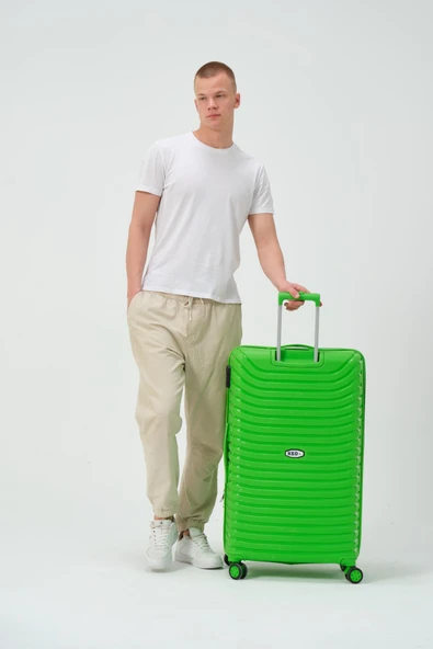 Keo-Plus Yeşil 3 lü Set Silikon Kırılmaz PP Valiz - 4