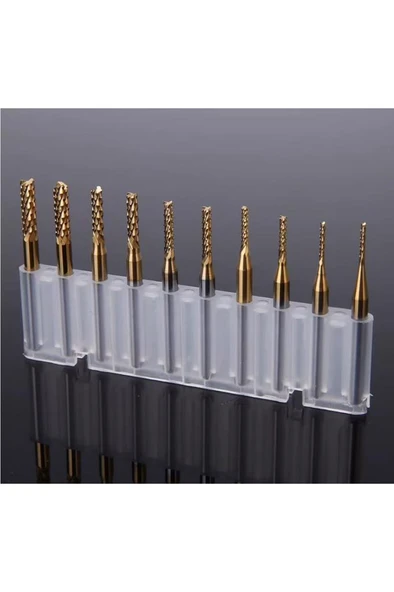 PCB Mini Karbür Freze Kesici 1.0-3.0mm 10 lu Set 3.175mm Shank - 4