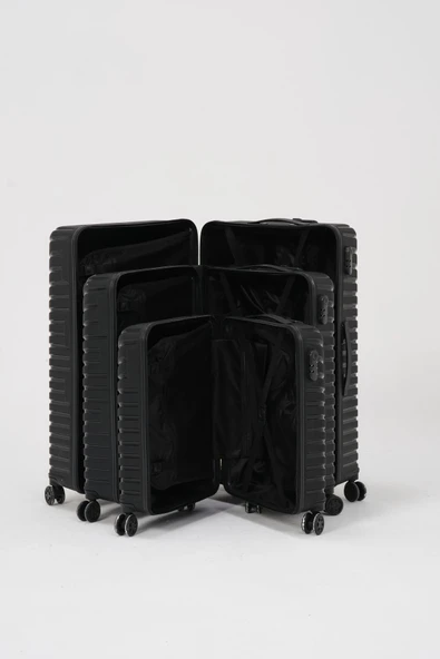 Keo-Plus Siyah 3 lü Set Silikon Kırılmaz PP Valiz - 3