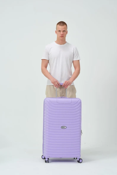 Keo-Plus Lila 3 lü Set Silikon Kırılmaz PP Valiz - 4