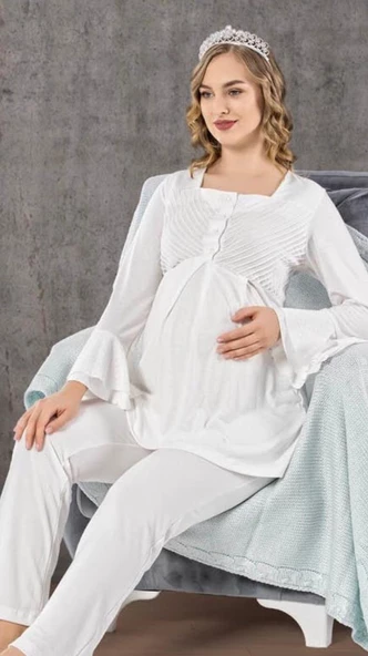 Limissi 2106 Ecru Hamile Lohusa Pijama Takımı - 4