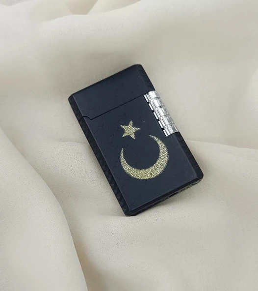 Çakmak Metal Gazlı Doldurulabilir Çakmak Ay Yıldız İşlemeli