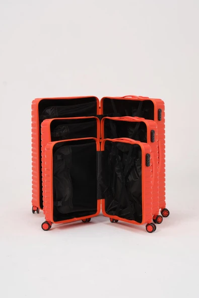Keo-Plus Turuncu 3 lü Set Silikon Kırılmaz PP Valiz - 3