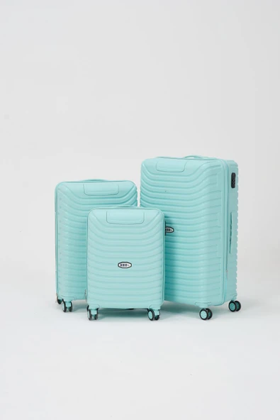 Keo-Plus Turkuaz 3 lü Set Silikon Kırılmaz PP Valiz