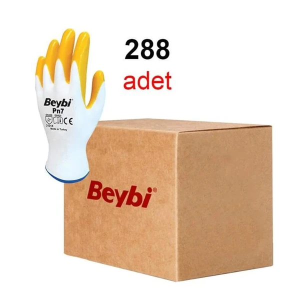 Beybi PN7 Polyester Örme Nitril Eldiven 1 Koli 288 Çift.