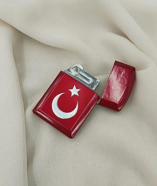 Çakmak  Metal Gazlı Doldurulabilir Ay Yıldız Çakmak - 2