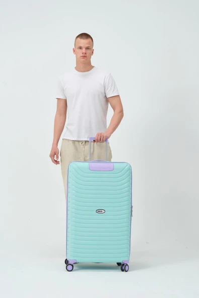 Keo-Plus Turkuaz-Lila 3 lü Set Silikon Kırılmaz PP Valiz - 4