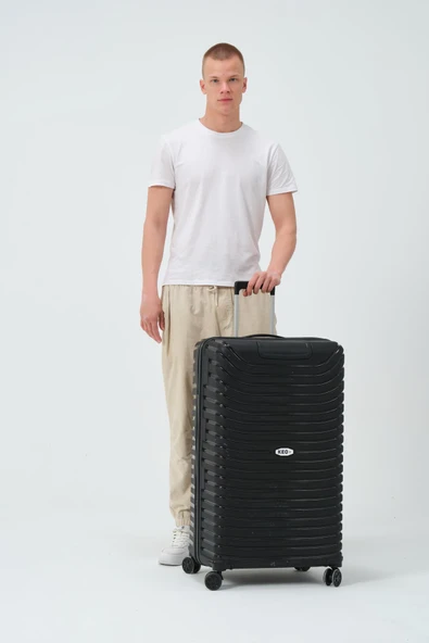Keo-Plus Siyah 3 lü Set Silikon Kırılmaz PP Valiz - 4