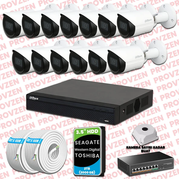 PROVZEN DAHUA 13 KAMERALI İP KAMERA SETİ 1440P GECE GÖRÜŞLÜ
