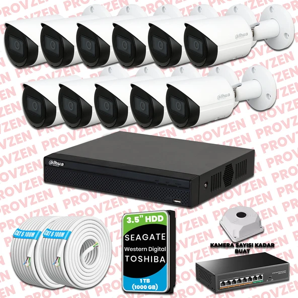 PROVZEN DAHUA 11 KAMERALI İP KAMERA SETİ 1080P GECE GÖRÜŞLÜ