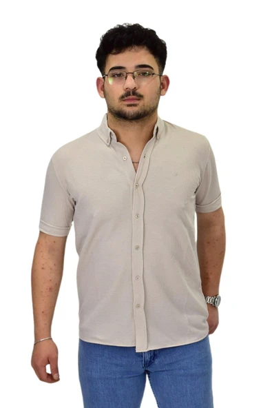 Erkek Büyük Beden Gömlek Yaka Düğmeli Tişört BGL-ST04525