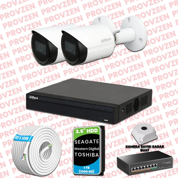 PROVZEN DAHUA 2 KAMERALI İP KAMERA SETİ 1440P GECE GÖRÜŞLÜ