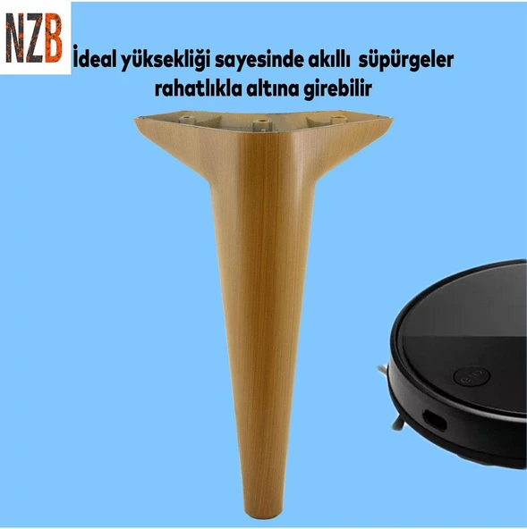 Mobilya Kanepe Sehpa TV Ünitesi Koltuk Ayağı 24 cm Kahverengi Ahşap Desenli Baza Ayak 4 Adet - 5