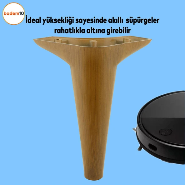 Mobilya Kanepe Sehpa TV Ünitesi Koltuk Ayağı 18 cm Kahverengi Ahşap Desenli Baza Ayak 4 Adet - Resim 3