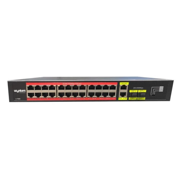 Uranium POE-G2422SFP-300W 24 Port 2xGB Rj45/2xSFP Uplink Gigabit Poe Switch