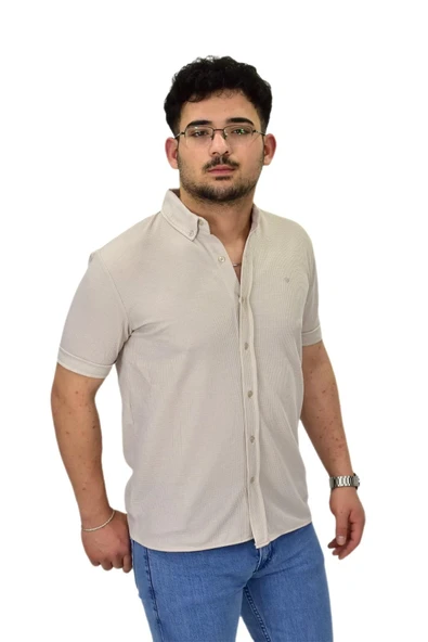 Erkek Büyük Beden Gömlek Yaka Düğmeli Tişört BGL-ST04525 - 9