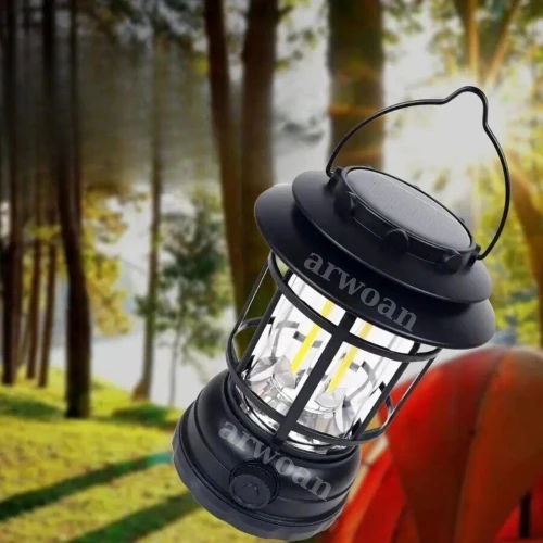 Güneş Enerjili Solar Nostaljik Işığı Ayarlanabilir Ledli Kamp Feneri Lamba Işıldak Usb Şarjlı - 2