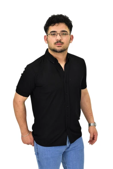 Erkek Büyük Beden Gömlek Yaka Düğmeli Tişört BGL-ST04525 - 8